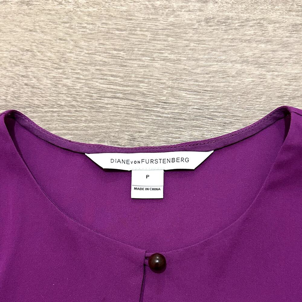 Alexandrie Silk Sleeveless Ruffle Tank Peplum Top Purple Amethyst P (XS) - Picture 13 of 14